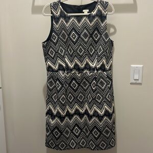 J. Crew Patterned Black And White Dress